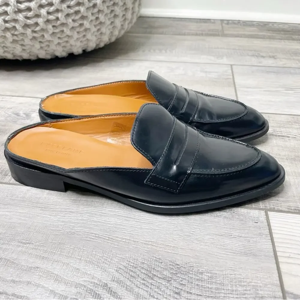 Everlane Black Leather Backless Loafers Mules - Picture 2 of 8
